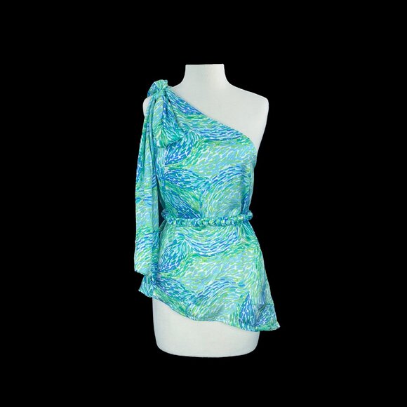 Kleid For Her Salwa Blouse Top Womens S One-shoulder Green Blue Spring S… - Picture 2 of 6